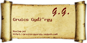 Gruics György névjegykártya